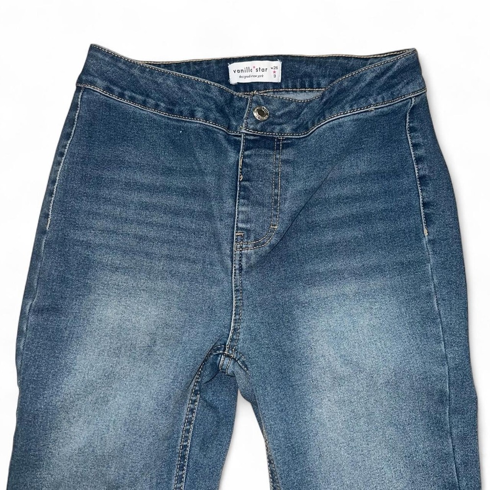 Vanilla Star Y2K Flare Jeans Juniors Size 3 Dark Blue Denim Bell Bottom - Picture 2 of 6